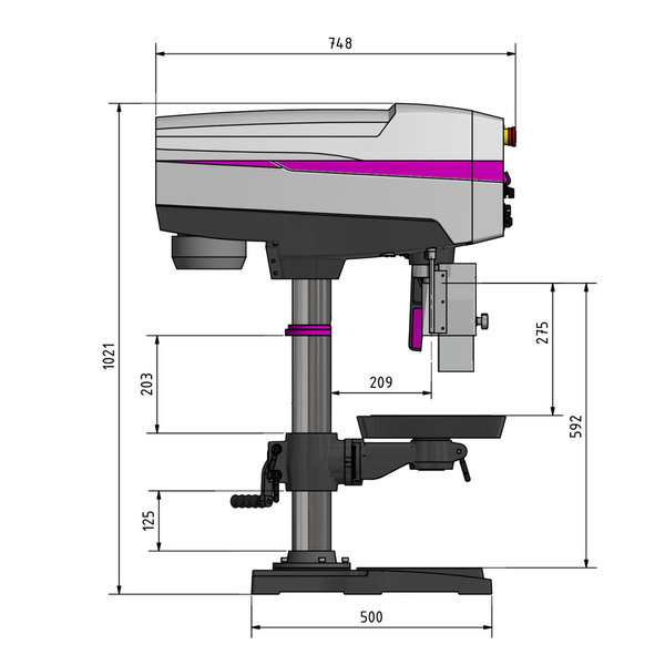 Tischbohrmaschine Optimum OPTIdrill DP 26-T (230 V) Set - 230V, 750W, Schraubstock, max.25mm