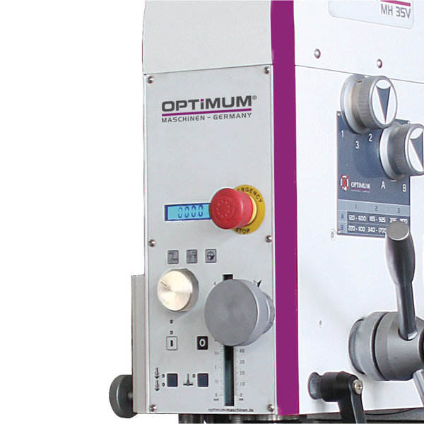 Präzisions-Bohr-Fräsmaschine Optimum OPTImill MH 35V|Schaltgetriebe|wasserresistenter Folientastatur