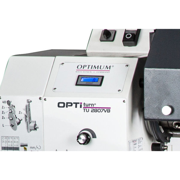 Leitspindeldrehmaschine Optimum OPTIturn 2807VB - Vorschubgetriebe, elektronisch regelbarer Drehzahl