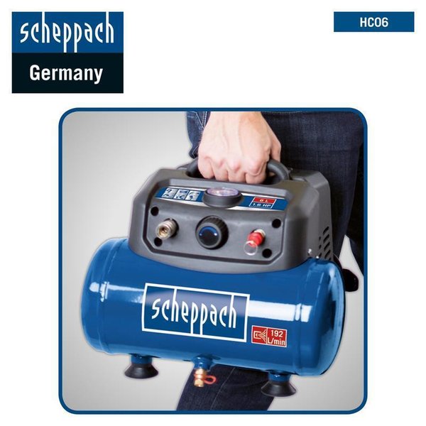 Scheppach Kompressor HC06 1200W 8bar/ 6L+umfangreiches Zubehör portabel