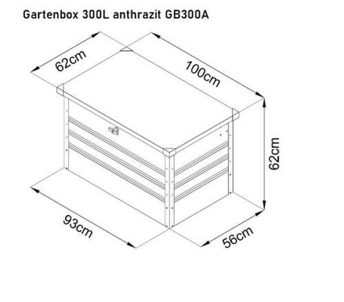300L Aufbewahrungsbox Gartenbox aus Metall Kissenbox Auflagenbox Anthrazit abschließbar GB300A