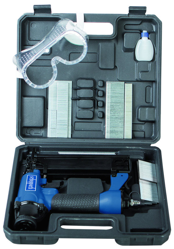Scheppach Druckluftnagler Klammer-Nagelpistole 2in1 Set im Koffer